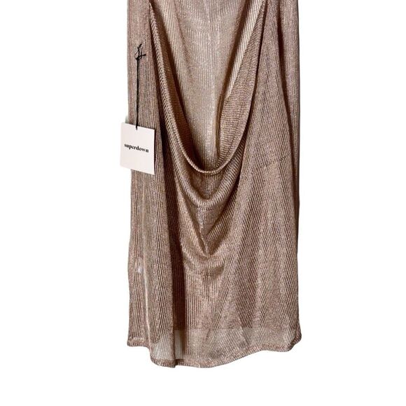 Superdown REVOLVE Brina Mini Dress in Rose Gold Metallic Knit M FLAWS - Picture 11 of 15